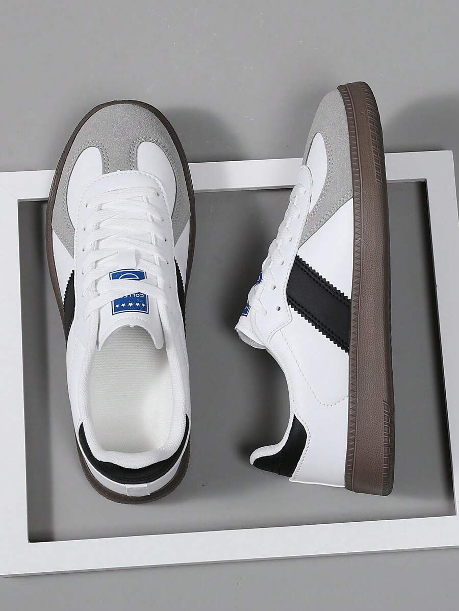 4-Season Lightweight Soft Sole Trainers For Men, Round Toe Lace-Up Comfortable Casual Sports Shoes