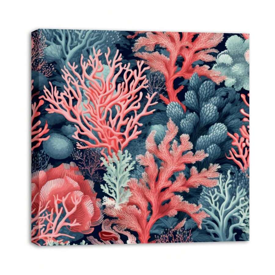 1 Piece Home Decor Wall Framed Canvas Sea Coralline Pattern Home Decor Framed Canvas Wall Art Paintings For Living Room - Canvas Framed Print Wall Artworks Bedroom Decoration Office Wall Decor