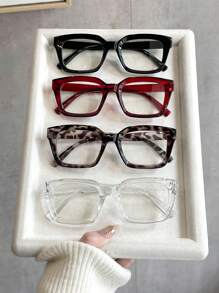 4pcs Black Transparent Red and White Leopard Print