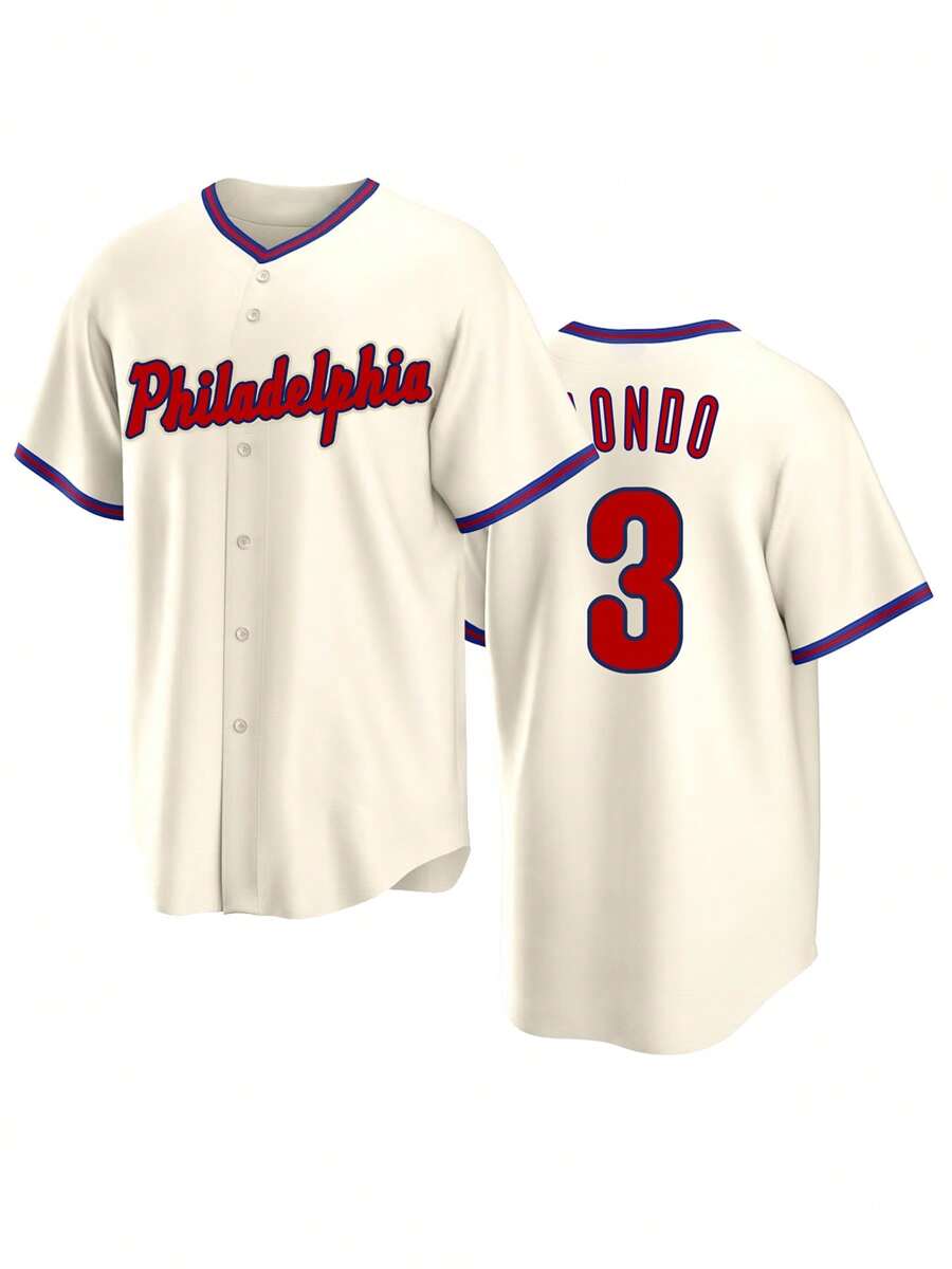 Men's Embroidery Baseball Jersey 3 Beige Casual Short Sleeve V-Neck Button T-Shirts Party Sports Top