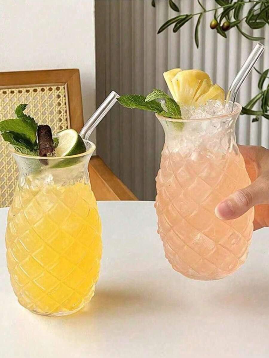 1pc Creative Fashionable Pineapple Shaped Cocktail Cup, Juice Cup, Transparent Cup, Champagne Cup, Water Cup, Milk Tea Cup, Teapot, Bar, Club, Restaurant, Party, Back To School Supplies