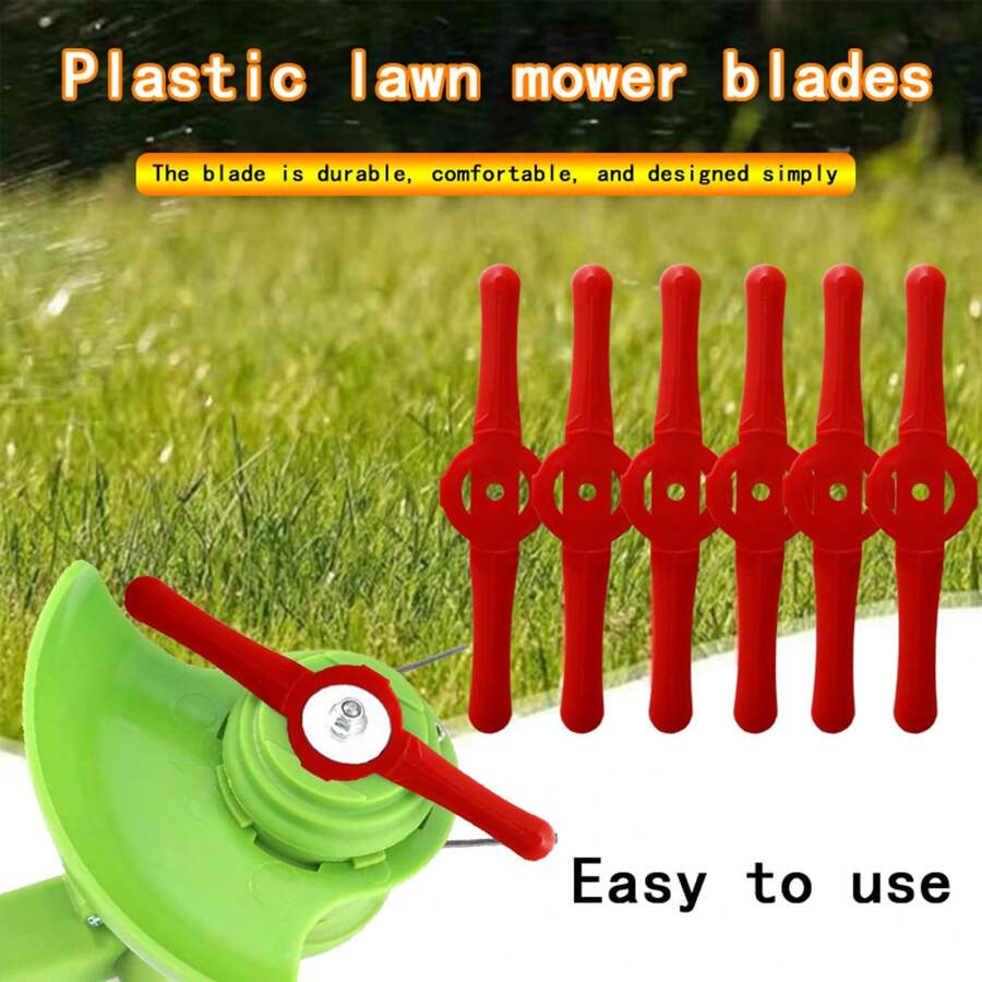100pcs/50pcs/10pcs Plastic Trimmer Blades For Lawn Mower, Easy To Control Weeds, Red Plastic Grass Cutter Blades, Suitable For Cordless Trimmers/Edgers, Durable And Quick To Replace, Red Color For Easy Identification