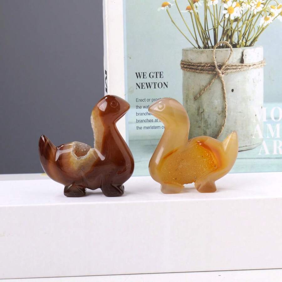 1PC Natural Crystal Agate Dinosaur Hand Engraving Display Healing Crystals Home Decoration Gift
