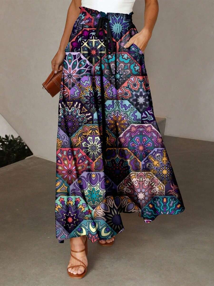 Gonna casual a-line stampata da donna