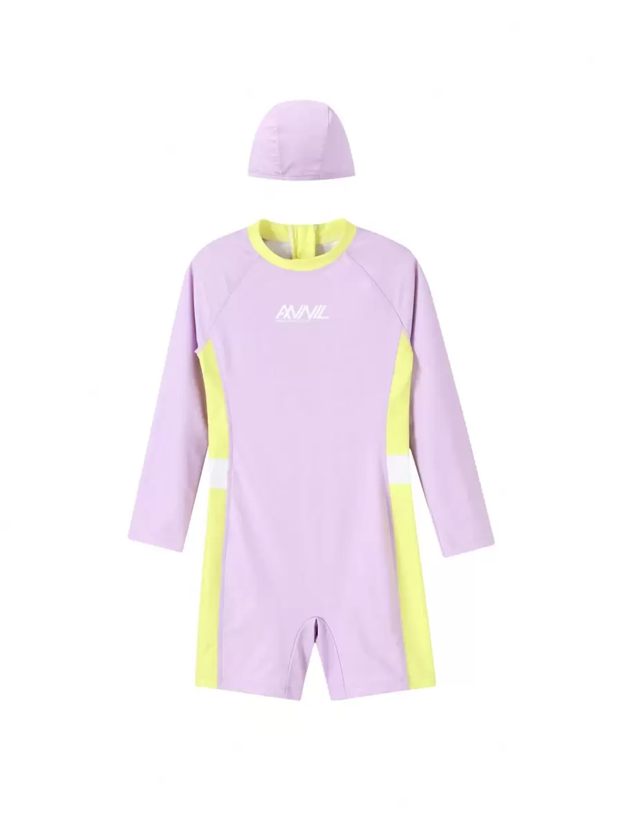 Annil Ropa para niña preadolescente, traje de baño de una pieza de manga larga para niños y niñas preadolescentes, talla mediana y grande, para el verano