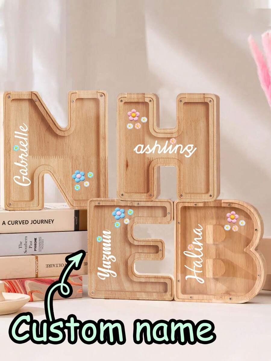 Pușculiță personalizată pentru copii, pușculiță cu nume personalizată, pușculiță cu inițiale personalizate, A~Z, cadouri de ziua de naștere personalizabile, pușculiță transparentă pentru economii, decor pentru camera copiilor, nume personalizat, pușculiță pentru fete, cadou pentru copii, cadou pentru baby shower, cadou de Ziua Mamei, cadou de Paște, sufragerie, dormitor, decorațiune, băiat, fată, copil, elev, cadou pentru mamă pentru întoarcerea la școală
