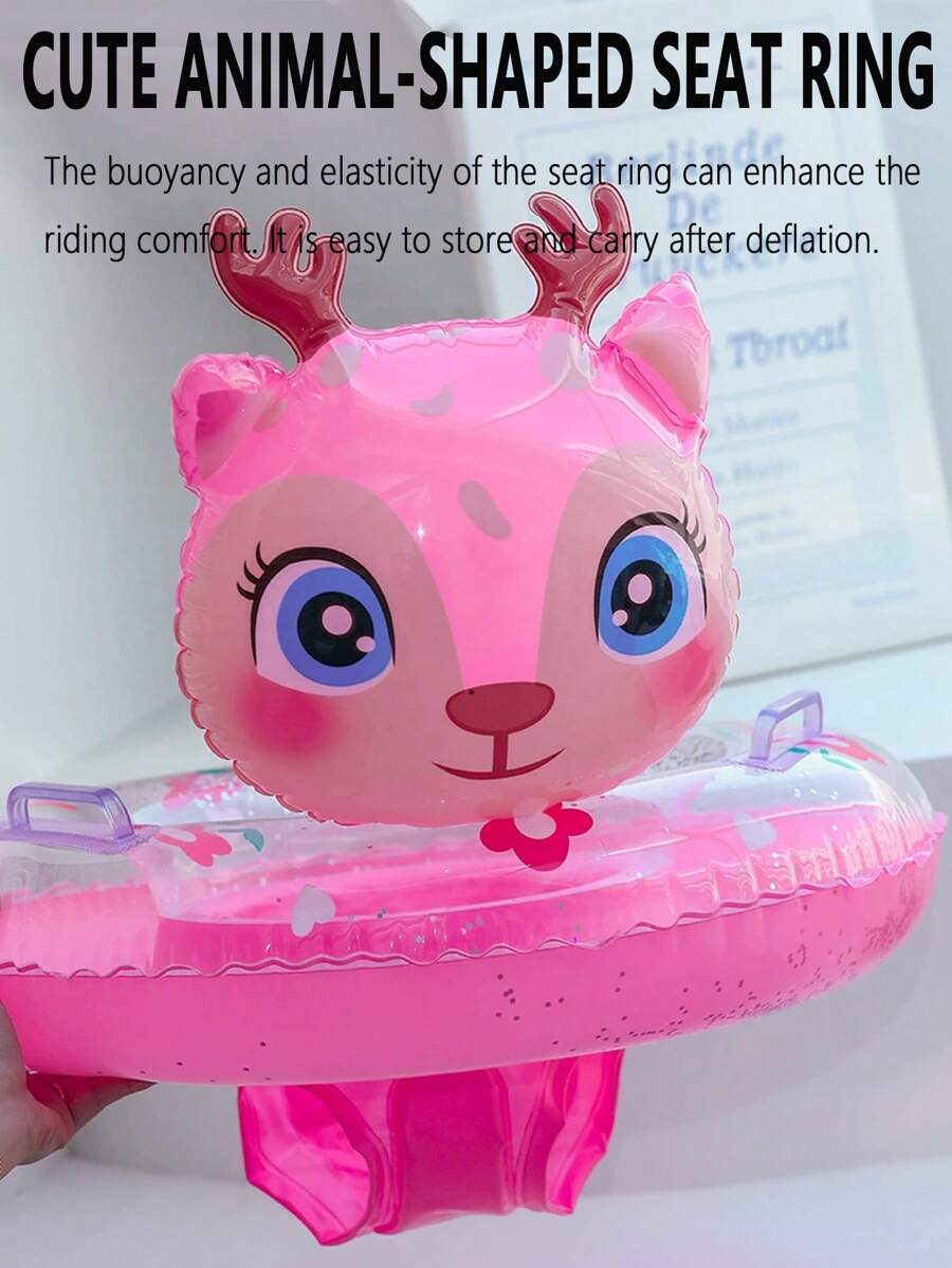 1pc Kids Pool Swim Seat Chair, Cute Inflatable Floating Pool Seat With Dual Handles, Swimming Ring For Children, Baby Underarm Floating Circle, Summer Swimming