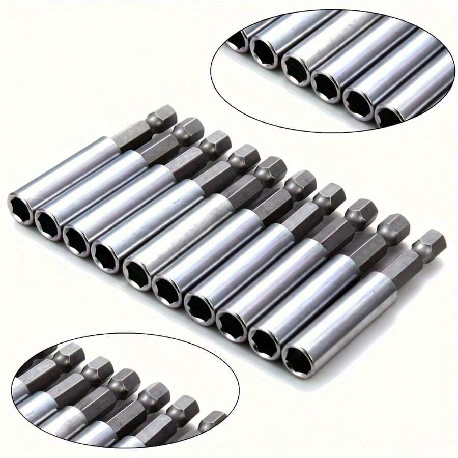 10 Stücke Magnetische Sechskant-Bohrerverlängerung 1/4" für Elektrowerkzeuge, 2.36" lang, verbessert die Effizienz von Elektrowerkzeugen, Schraubendreher-Bit-Schnellverschluss Sechskantschaft Bohrer-Verlängerungsadapter Set, geeignet für Schrauben- und Mutternbohrungen