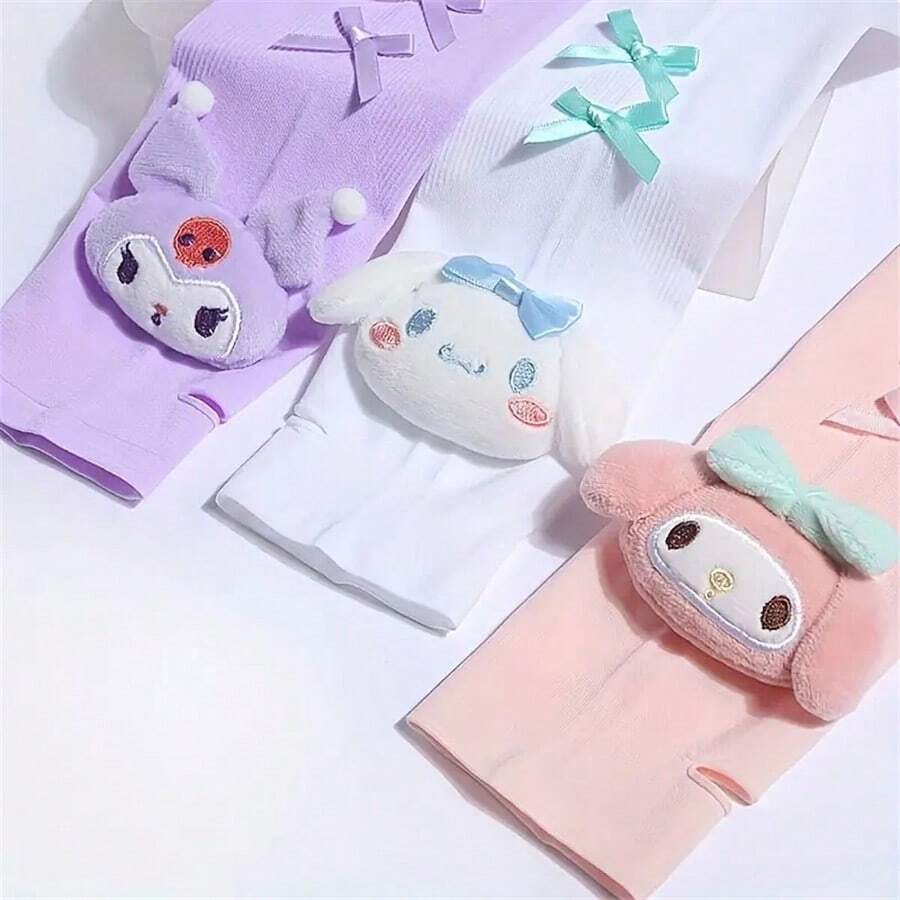 Sanrio (Autorizat) 1PC Sanrio Cremă solară gheață mâneci desene animate drăguț în aer liber UV protecție solară neagră gheață mâneci de mătase pentru studenți
