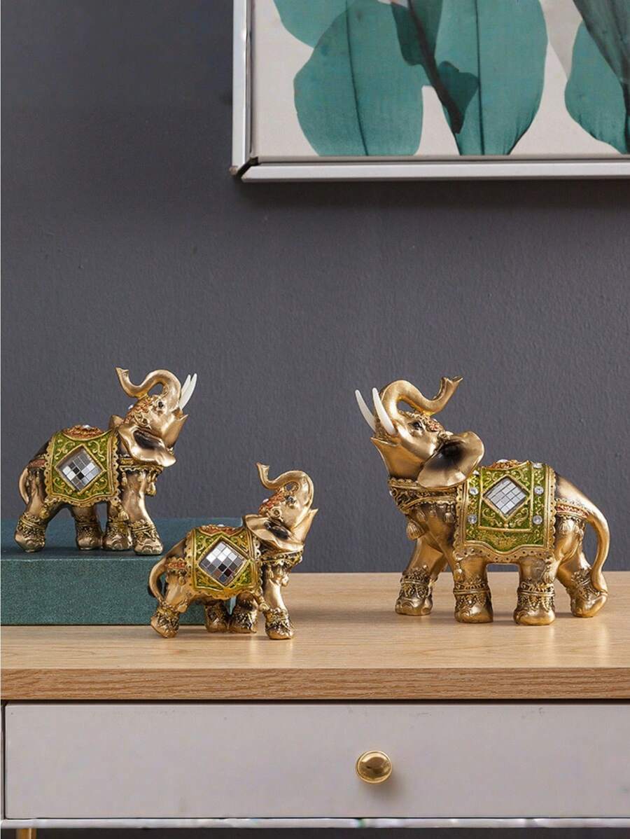 Artisanat en résine d'éléphant, décorations en verre, décorations d'éléphant, éléphants de style européen