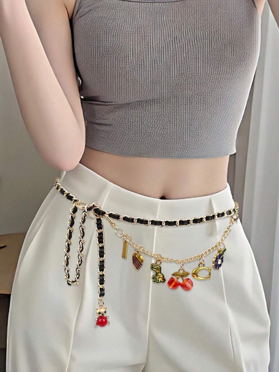1pc Metallic Chain Waist Belt, Fashionable Y2K Design Waist Chain, Versatile And Elegant