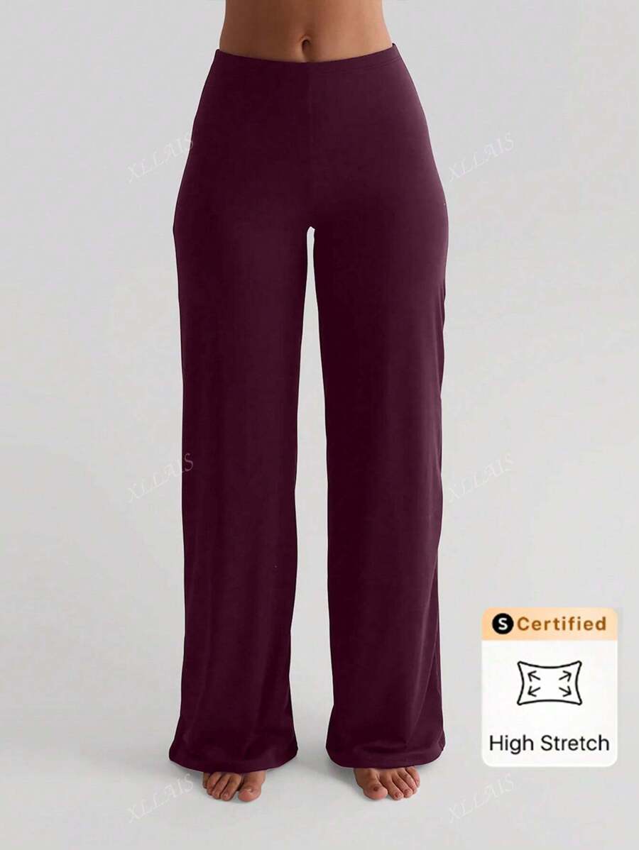 Pantalon de femme XLLAIS, mode, taille haute élastique, jambes droites longues