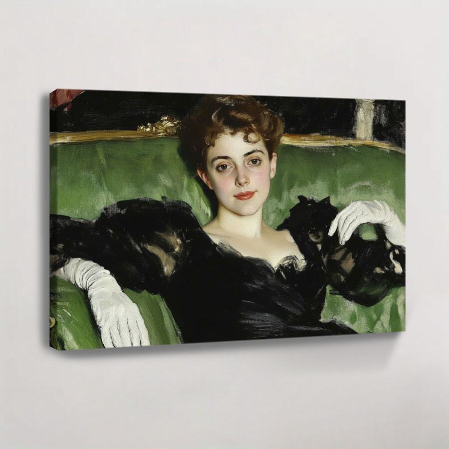 1pc Framed Wall Art, Wrapped Canvas Poster Vintage Prints, Very Attractive Woman On The Sofa, Perfect Gift Decor, Wall Art For Living Room Bedroom Office, Hanging Hardware Included - Framed, Horizontal