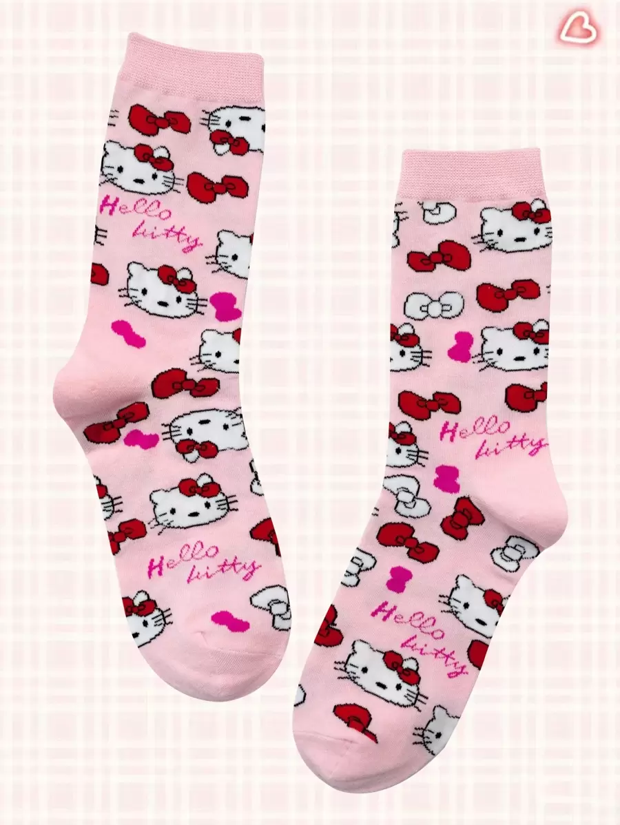 Sanrio Sanrio 1 Pair Of Women's/Couple Mid Length Socks, Personalized, Fun, Rich And Colorful, Creative Anime Cartoon Design, Holiday Gifts, Comfortable And Breathable, Improving The Family Day Atmosphere, Fashionable And Fashionable, Suitable For Women Funny Socks,Crazy,Anime,Multicolor Socks