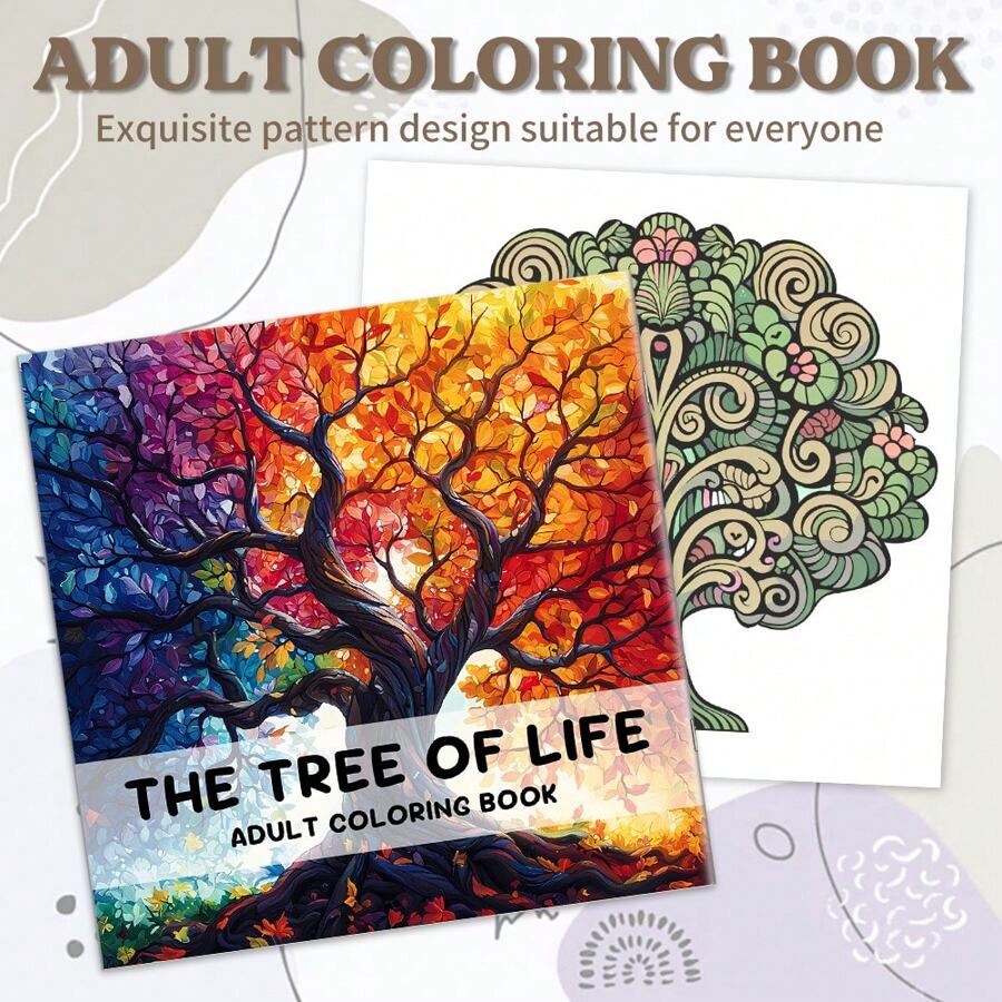 Libro para colorear con temática del árbol de la vida, páginas antirreflejo amigables con los ojos, papel grueso sin sangrado de tinta, ideal para que estudiantes y viajeros disfruten de momentos de sanación en cualquier momento