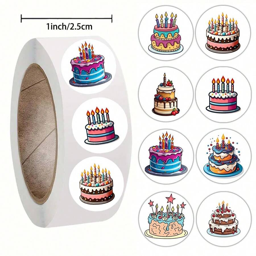 500pcs Cake Stickers, 1-Inch Self-Adhesive Paper Seals, Used To Design Series Stickers, For Gift Flowers, Dessert Gifts, DIY Decorative Boxes, And Packaging Labels.
