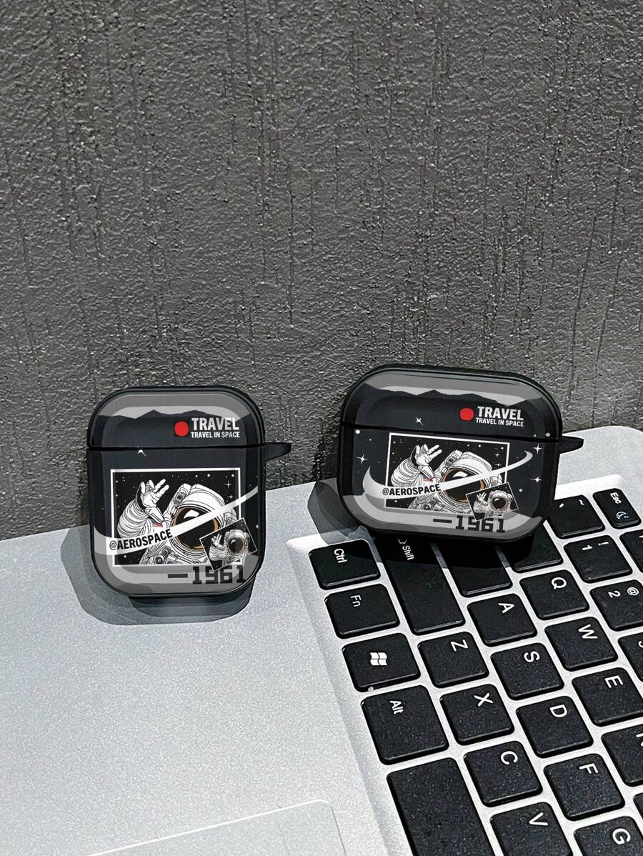 Astronaut "Yeah" Earphone Cases With High-End Leather-Like Material, Suitable For AirPods 1/2, Outer Space Explorer For AirPods 3, High-Quality Leather-Like Earphone Cases For AirPods 4, Premium Material For AirPods Pro
