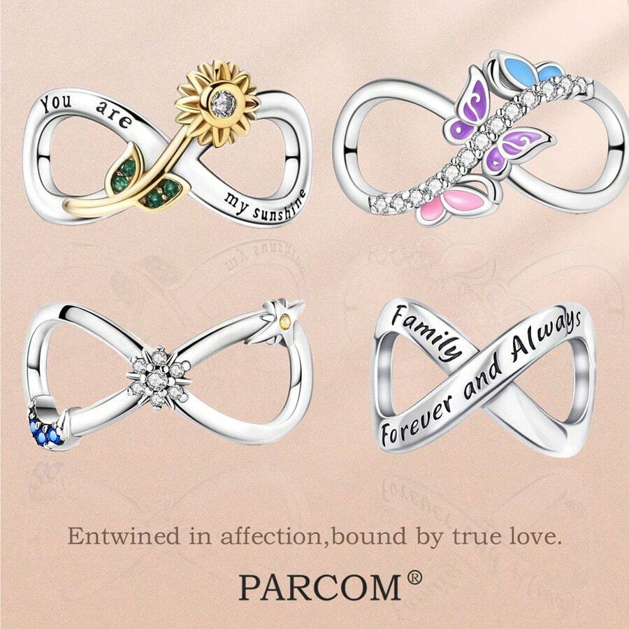 PARCOM 1 pieza Conjunto de joyas de moda con diseño de infinito enchapado en plata, adecuado como regalo de cumpleaños, festividad o joyería perfecta