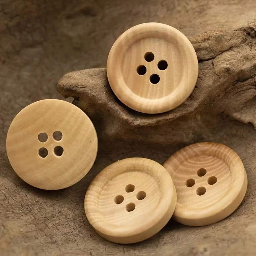 20pcs Wood Buttons Natural Color Camellia Wood Grain Wooden Buttons Buttons For Sewing Accessories Clothes 4 Holes Button. (Size: 1.5cm/0.59inch, 2.0cm/0.79, 2.5cm/0.98inch)