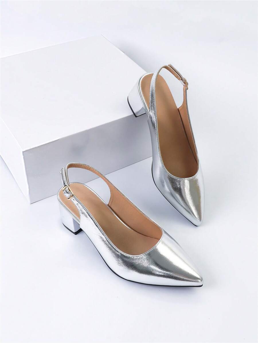 Sandales à talons bas larges pour femmes, sandales mules pointues polyvalentes doux et confortables pour le printemps et l'automne
