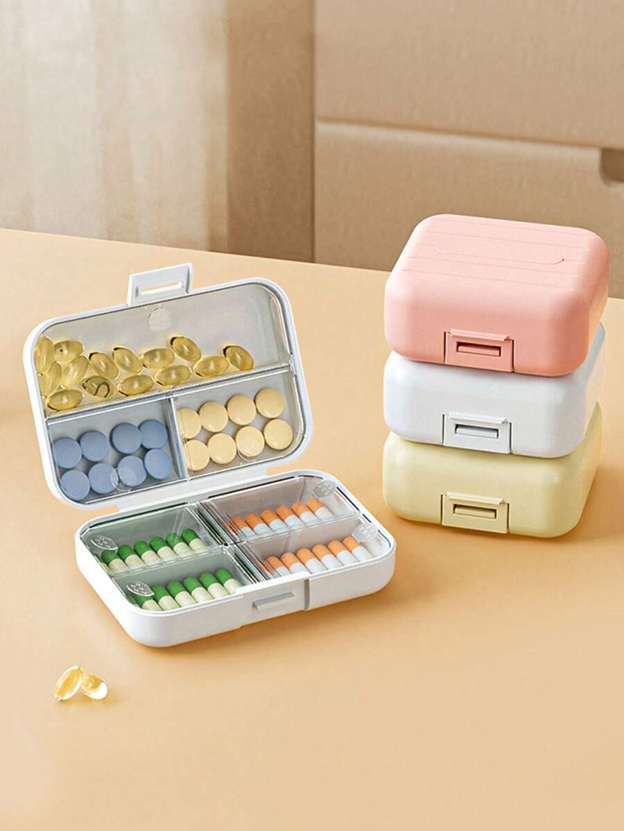 1PC Travel Portable 7-Compartment Sealed Medicine Dispensing Box, Mini Carry-On, Waterproof, Moisture-Proof And Dustproof, Suitable For Storing Medicines, Fingers And Other Small Items