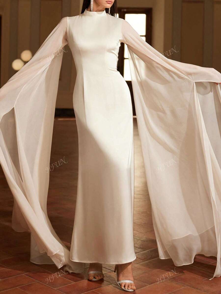 Women's Elegant Flowing Long Sleeve Dress