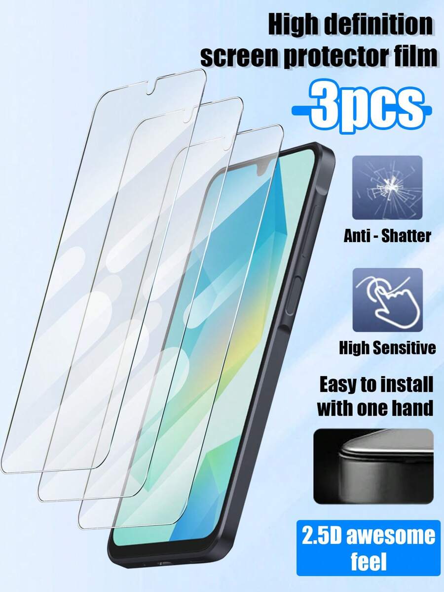 3 stuks ultraheldere geharde glazen schermbeschermers, krasbestendig, hoge definitie, echte kleuren, compatibel met Galaxy S20 FE, Galaxy S21 FE, Galaxy S24 FE, Galaxy A05S, Galaxy A12 4G/5G, Galaxy A14 5G, Galaxy A15, Galaxy A16, Galaxy A21/A21S, Galaxy A25, Galaxy A32 4G/5G, Galaxy A33 5G, Galaxy A34, Galaxy A35, Galaxy A51 4G/5G, Galaxy A52/A52s 5G, Galaxy A53 5G, Galaxy A54, Galaxy A55