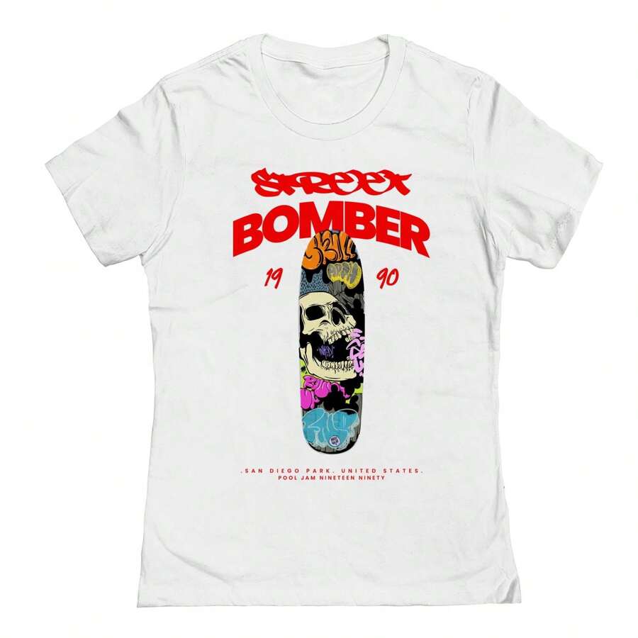 Nearly There Matt Keeling 1990 Stree Bomber Graphic Cotton Ladies Fitted T-Shirt