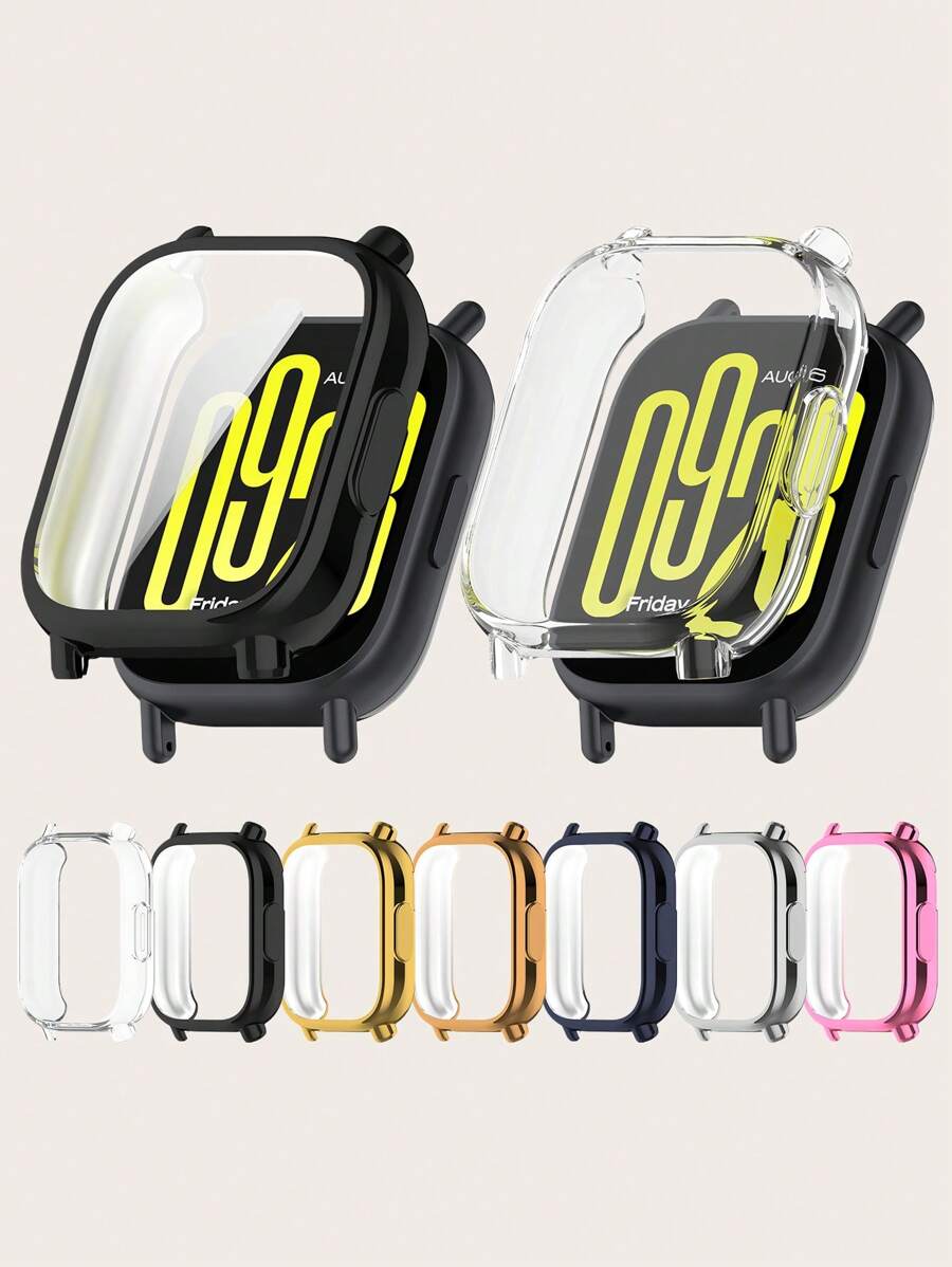 1pc Casual Plain Electroplated TPU Full Protective Frame Soft Case, Scratch-Resistant And Shock-Proof Smart Watch Cover Compatible With Redmi Watch 5 Active