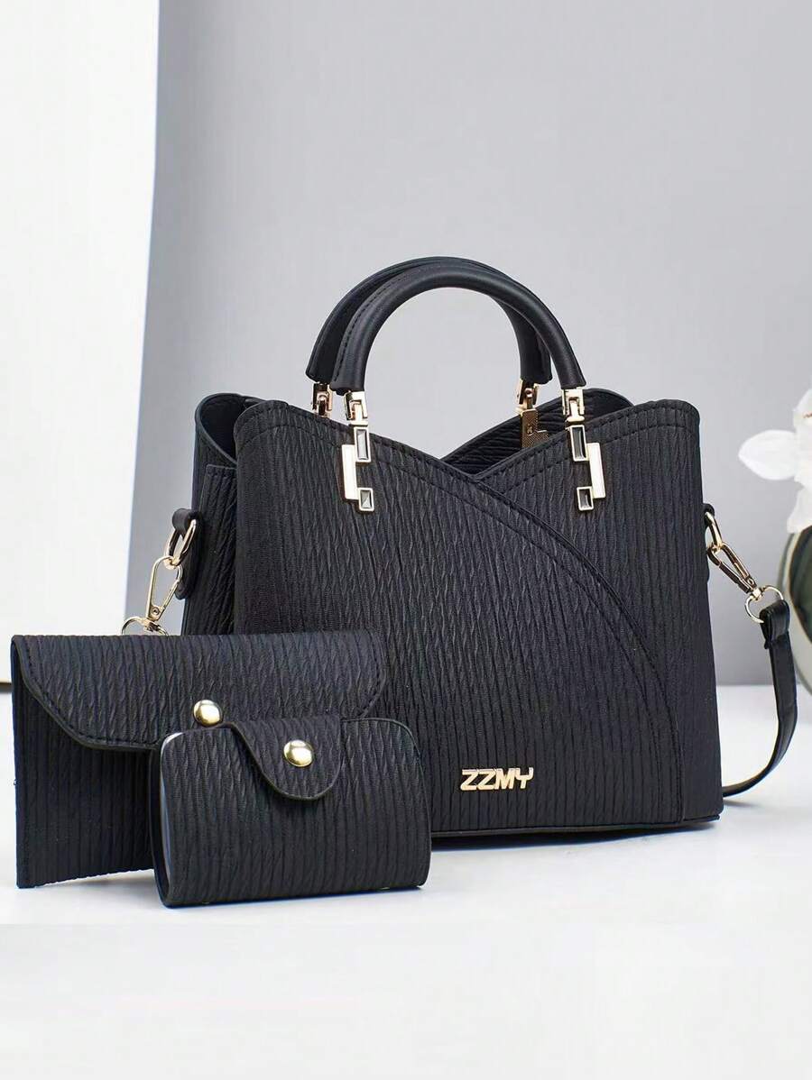 3pcs/Set Elegant Vintage Style Tote Bags, Multifunctional Large Capacity Crossbody Bags, Stylish Design, New Fashion Ladies Small Square Handbag Tote Crossbody Bag Versatile Casual Large Capacity Shoulder Crossbody Bag Suitable For Travel, Shopping, New Fashionable Women's Handbag Shoulder Crossbody Color Matching Casual Luxurious Large Capacity Shoulder Crossbody Casual Bag