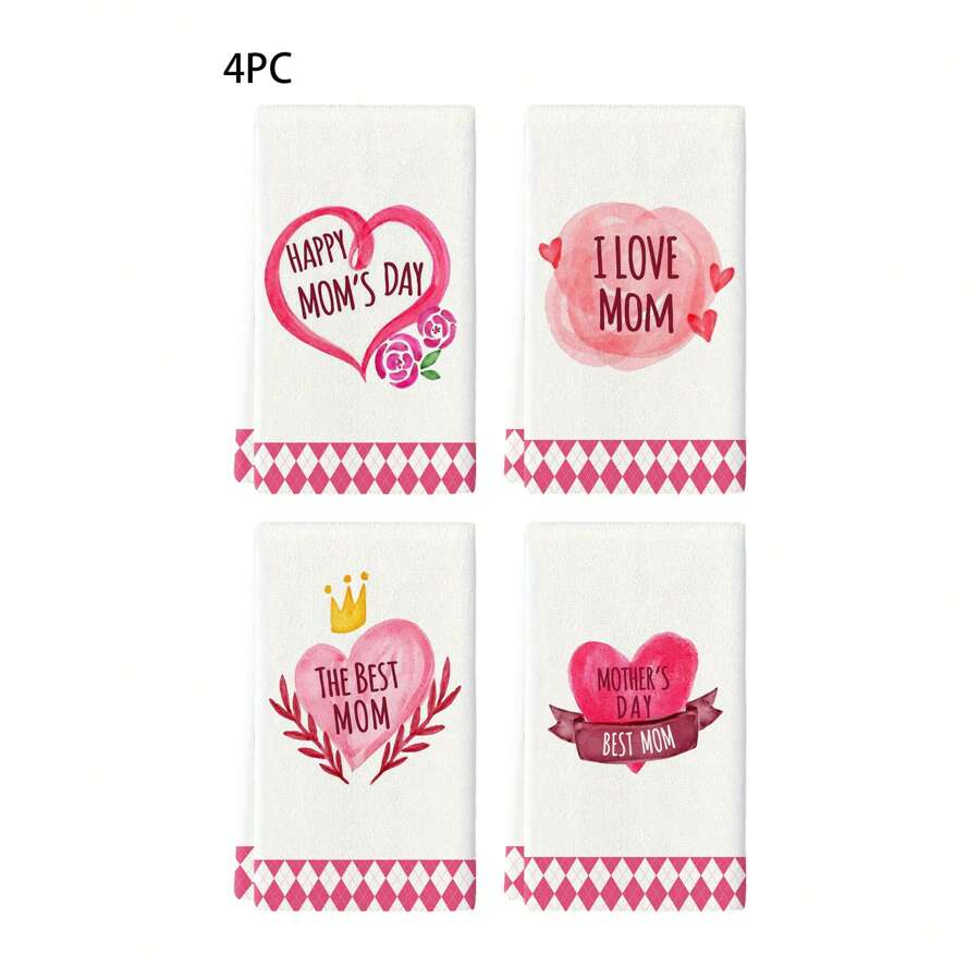 2 stuks/4 stuks Hartpatroon Moederdag Keukendecoratie Handdoeken, Moederdag Badkamer Handdoeken, Theedoeken, Keuken & Eettafeldecoratie, Seizoensgebonden Huis Keuken Badkamerdecoratie, Binnen/Buiten Feestartikelen, Kamerdecoratie, Geschikt voor Dagelijks Huis Keukendecoratie & Vakantiedecoratie