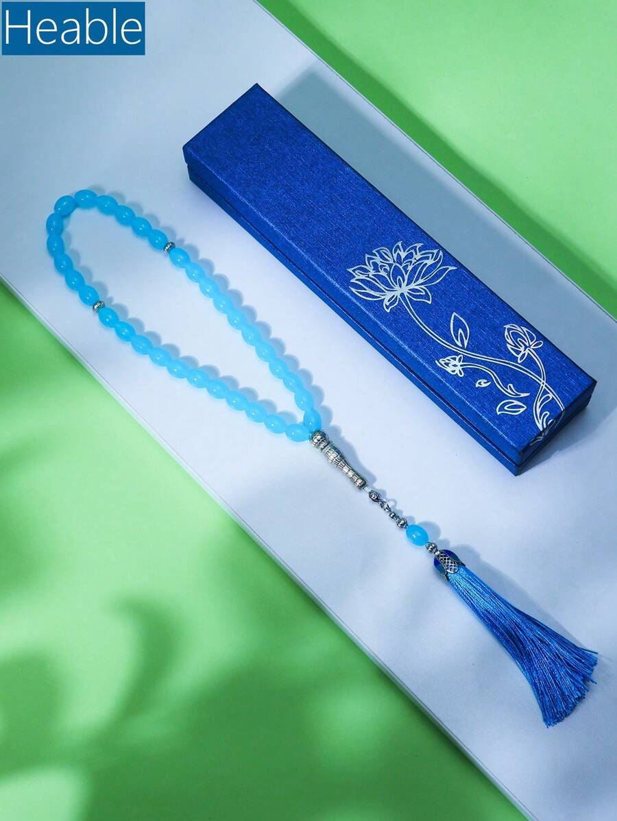 1 pieza 33 cuentas de rezo de cristal, artesanía tradicional, combinación de fe y arte, islámico, esencial para la oración devota, caja de regalo minimalista de moda (varios colores)