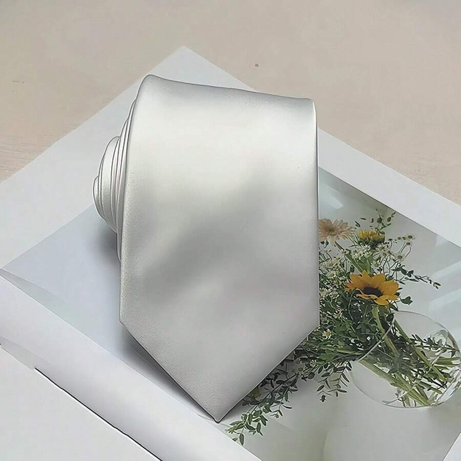 1pc Men's Solid Color Necktie, 8cm Width, Casual Slim Soft Business Wedding Party Tie