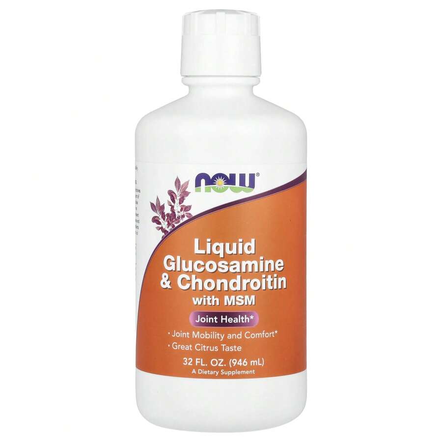NOW Foods Liquid Glucosamine & Chondroitin With MSM, Citrus, 32 Fl Oz (946 Ml)