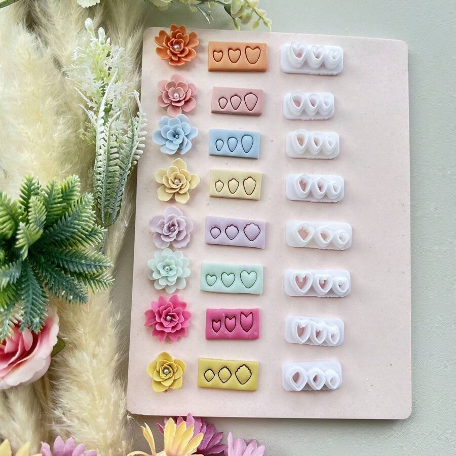 Creative 3D Flower Petal Ornament Earring Pendant Making Soft Clay Mold Clay Knives Polymer Clay Earring Making DIY Mold Tools Polymer Clay Knives Polymer Clay Cutter
