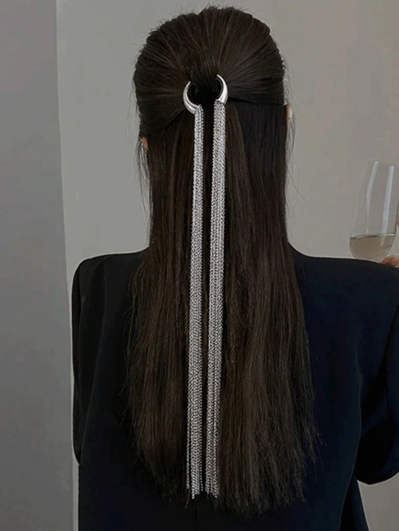 1 Peça Corrente para Cabelo com Borla Longa de Luxo de Sentido Retrô, Corrente Decorativa Elegante de Ocipital Nupcial de Sensação de Metal Punk, Adequada para Trajes Diários, Decoração de Cabelo para Festa de Gala de Festival, Casamento, Evento, Acessório de Cabelo Cintilante, Sexy e Charmoso, Joia para Cabeça