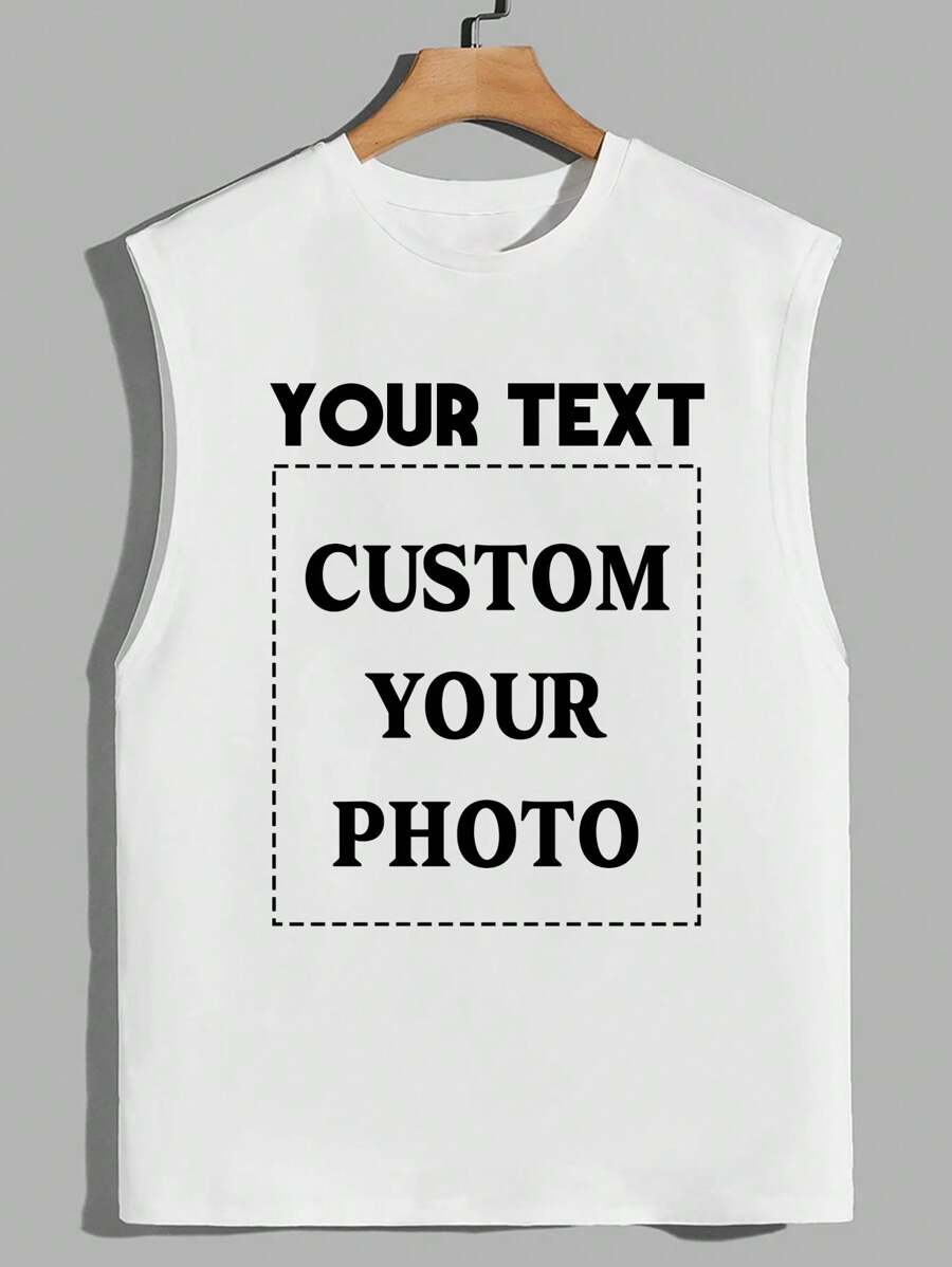 Customized Men's Tank Top T-Shirt, Upload Your Photo/Group Photo/Logo/Graphic Design/Loved Photo, Input Your Blessing Text/Message, Customized Men's Short Sleeve T-Shirt Tank Top, Holiday Gift, Anniversary Gift, Valentine's Day/Birthday/Party Anniversary/Music Festival Customization, Gift For Him, Party, Company Culture Shirt Customization/Family Gathering Customization/Charity Team Uniform Customization, Summer Men's Tank Top