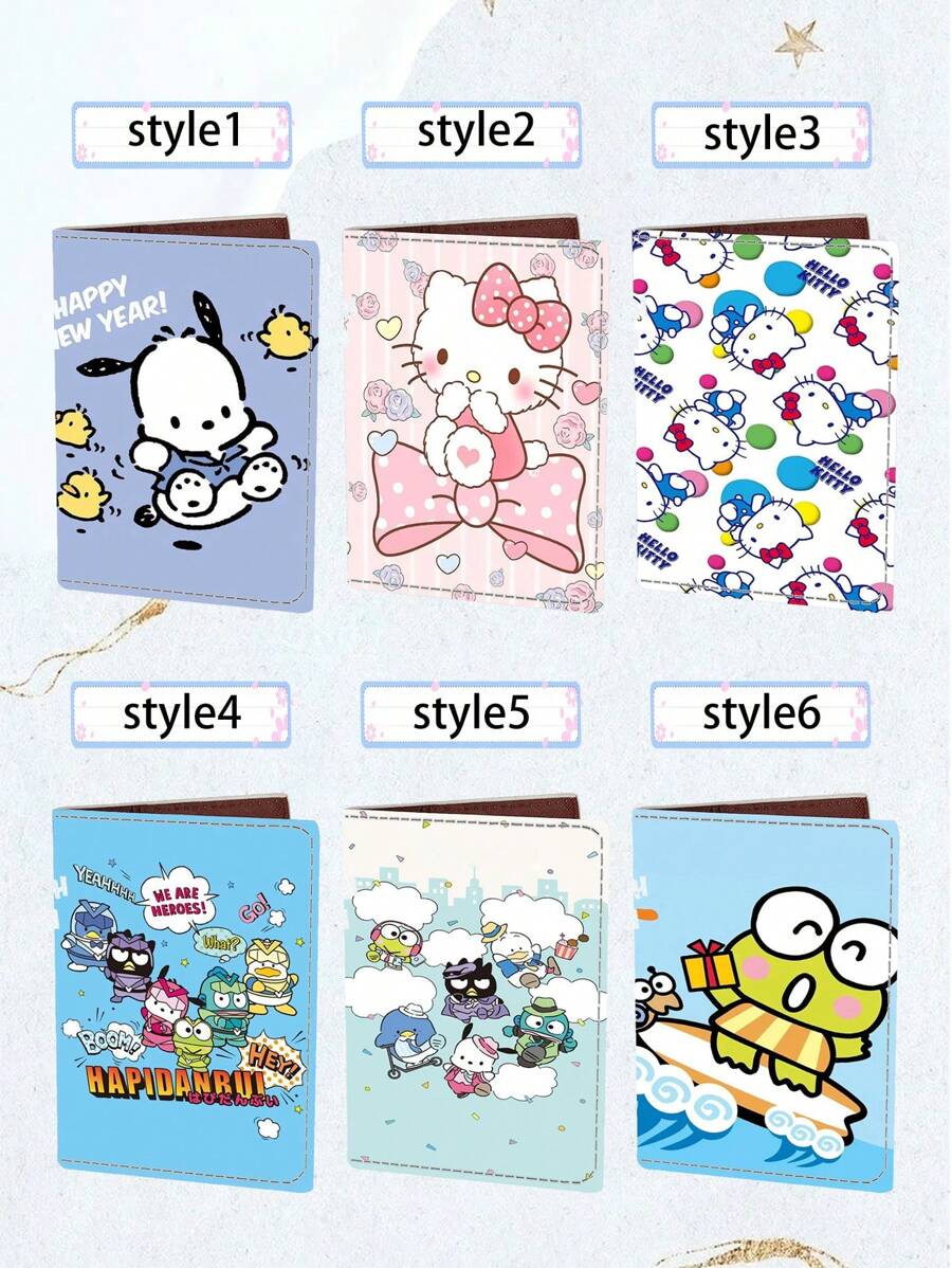 Sanrio Cartoon Sanrio Passport Holder Kitty Cat Dog PU Passport Case Passport Holder ID To Print Travel Accessories Supplies Travel Essentials Travel Must Haves Holiday Essentials Holiday Travel Bag
