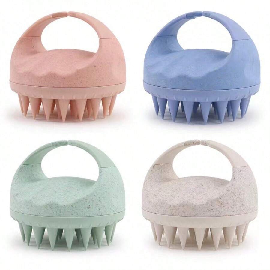 1 peça nova escova de silicone para massagem no couro cabeludo, cor palha, xampu, limpa a raiz do cabelo e remove a caspa, decoração para casa e banheiro, decoração de outono