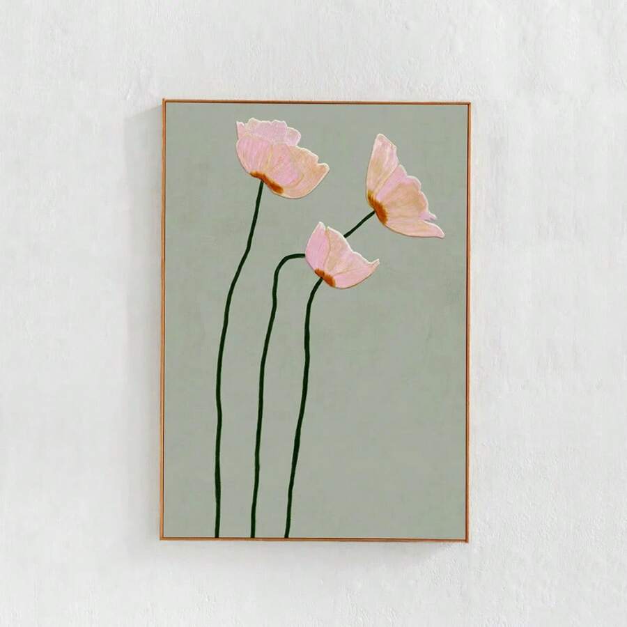 1 pezzo Stampa su tela artistica da parete floreale vintage dei papaveri, senza cornice, in stile minimalista giapponese-scandinavo, decoro rustico vintage per camera da letto, soggiorno, appartamento, dorm, decorazione moderna per la casa