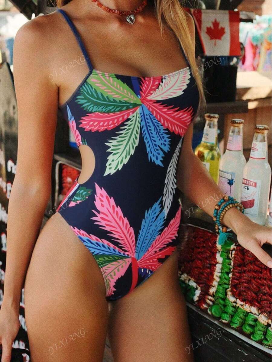 Maillots de bain femmes pour l'été 2025, maillots de bain une pièce noir monokini. Nouveaux arrivages de style européen et américain, combinaison une pièce sexy à dos nu et fleurs imprimées numériquement. Vêtements de plage décontractés