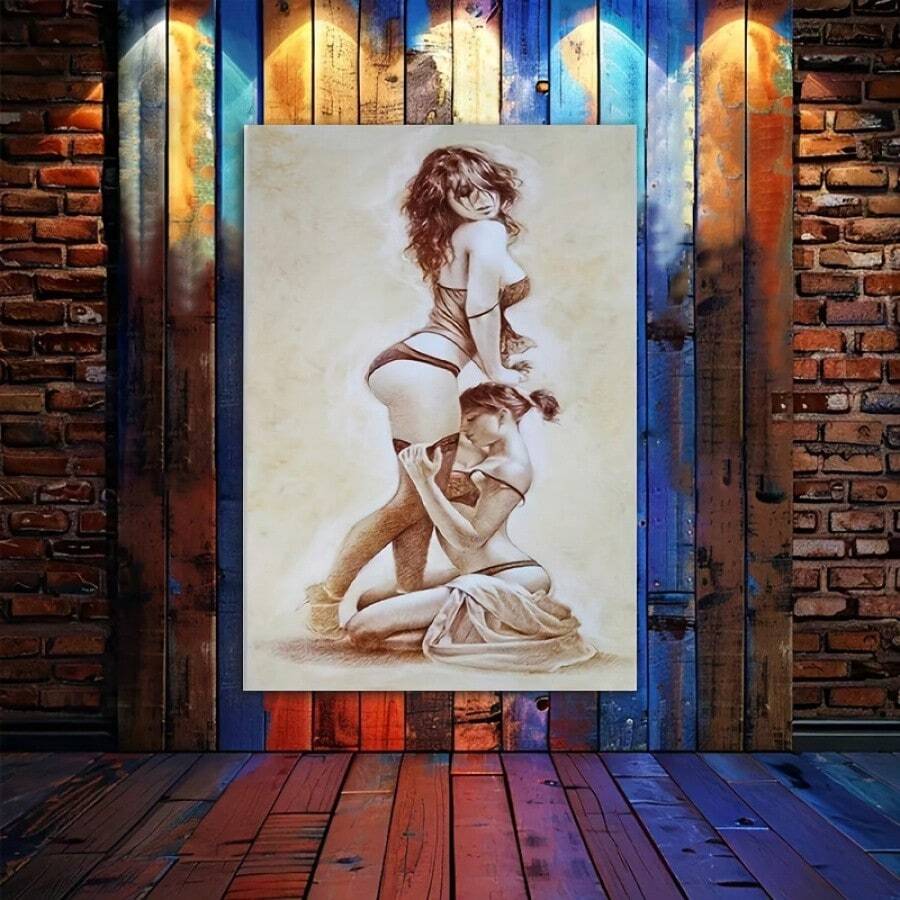 1pc Wooden Frame Music And Fashion Art Canvas Painting Thickness 2.25cm/0.9inch High Quality Wall Art Print Poster Ready To Hang Wall Picture Decoration Home Gift, Festival Gift, Living Room, Bathroom, Bedroom, Kitchen Framed