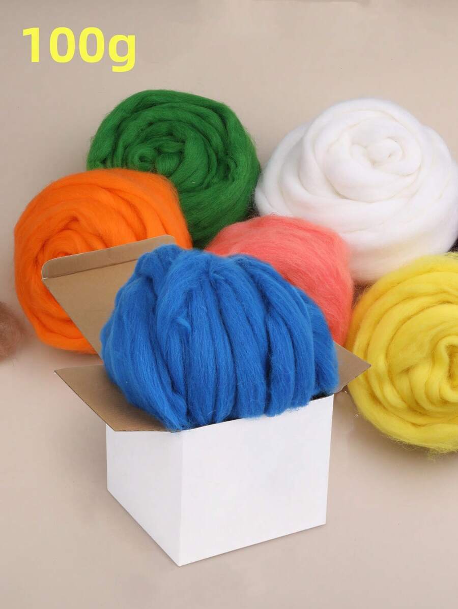 1 peça 100g Lã Colorida, Feltro Úmido DIY Feito à Mão, Kit de Materiais de Punção de Feltro de Lã, Fita de Lã Colorida