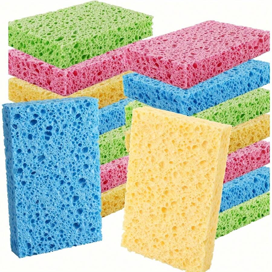 6-Pack Ultra-Durable Multi-Purpose Cellulose Cleaning Sponges - Effective Scrubbers For Kitchen, Bathroom, Living Room, Outdoor - Gentle On Surfaces, Tough On Grease, Stains, And Food Residue - Reusable, Absorbent, And Long-Lasting