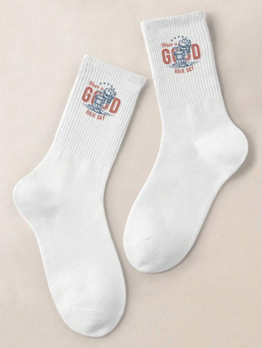 1 Pair Of Women And Men's Male/Female/Couple Mid Length Socks, Personalized, Fun, Colorful, Creative Cartoon Design, Holiday Gift, Comfortable And Breathable, Enhancing Family Atmosphere, Fashionable And Novel, Anime, Crazy, Multi-Color, Fun Printed Mid Length Socks