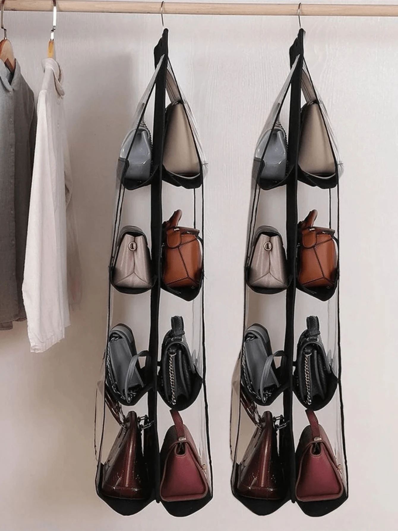 1pc Black Handbag Hanging Organizer Hanging Bag For Storage Handbag Wardrobe Hanging Organizers Handbag Organizer For Closet