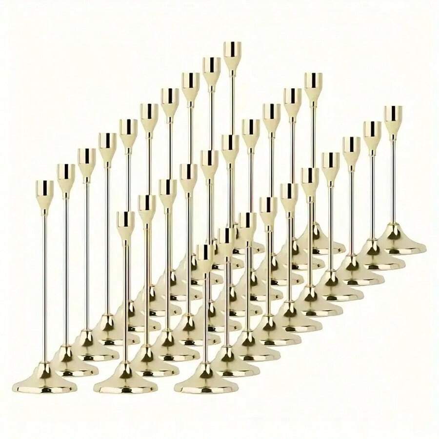 Juego de candelabros de metal: Candelabros de metal elegantes para mesa, lacados, con tema romántico, adecuados para festivales, Pascua, centros de mesa de bodas, eventos, fiestas, cumpleaños y decoración del hogar (velas no incluidas) - Regalo para graduación