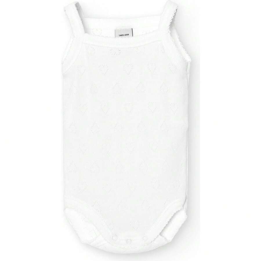 Babidu Body pour bébé avec fines bretelles, motif cœurs ajourés, 100% coton fabriqué en Espagne par Babidu | Body de haute qualité pour enfants, doux et respirant