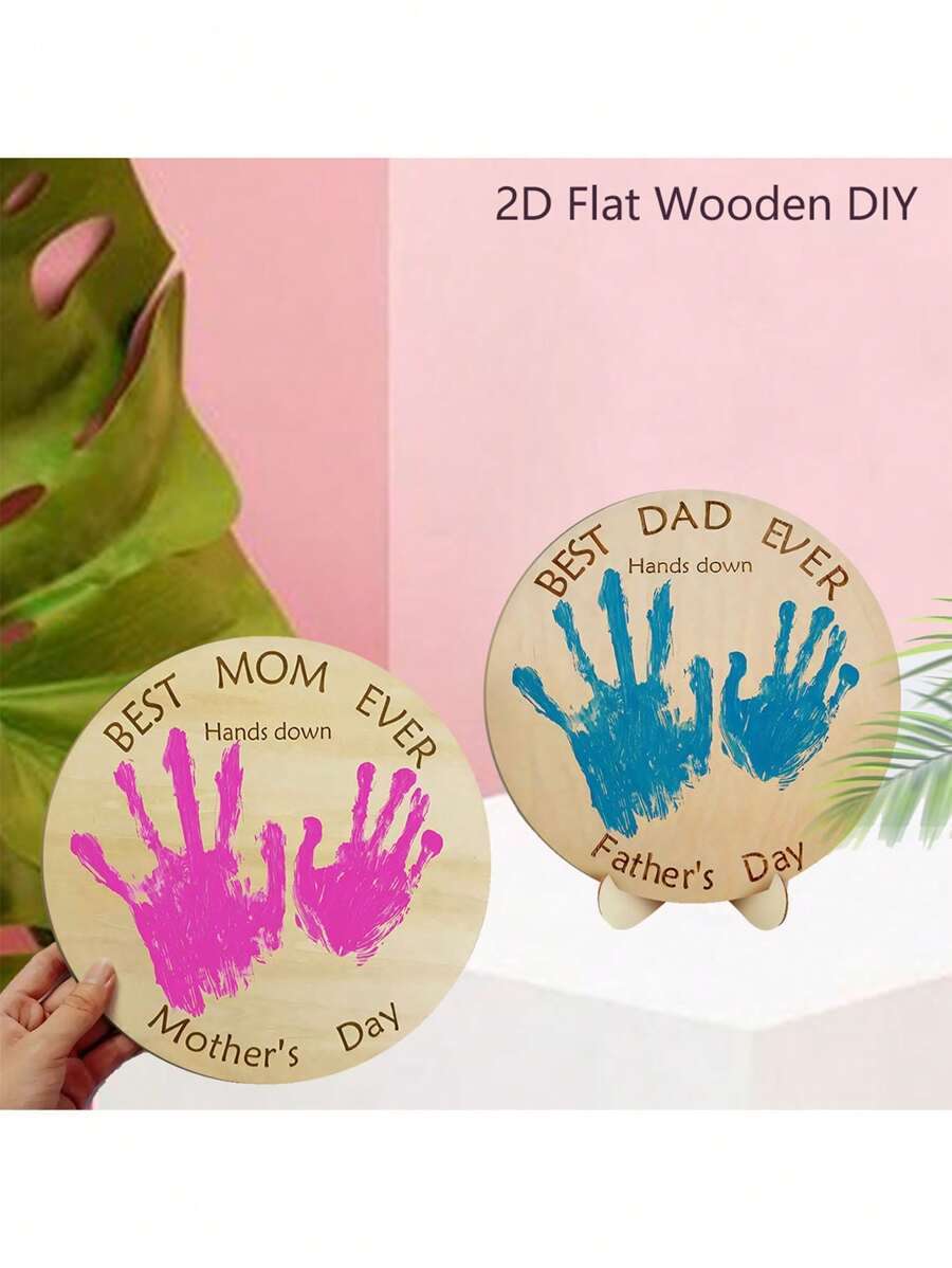 DIY Mother's Day Father's Day Gift - Bohemian Style Wooden Handprint Art With Base, Graduation Season Thank You Gifts For Best Mom And Dad, Unique Home Decor Plaque, Perfect For Room Decor, Personalized Party Favors, Birthday