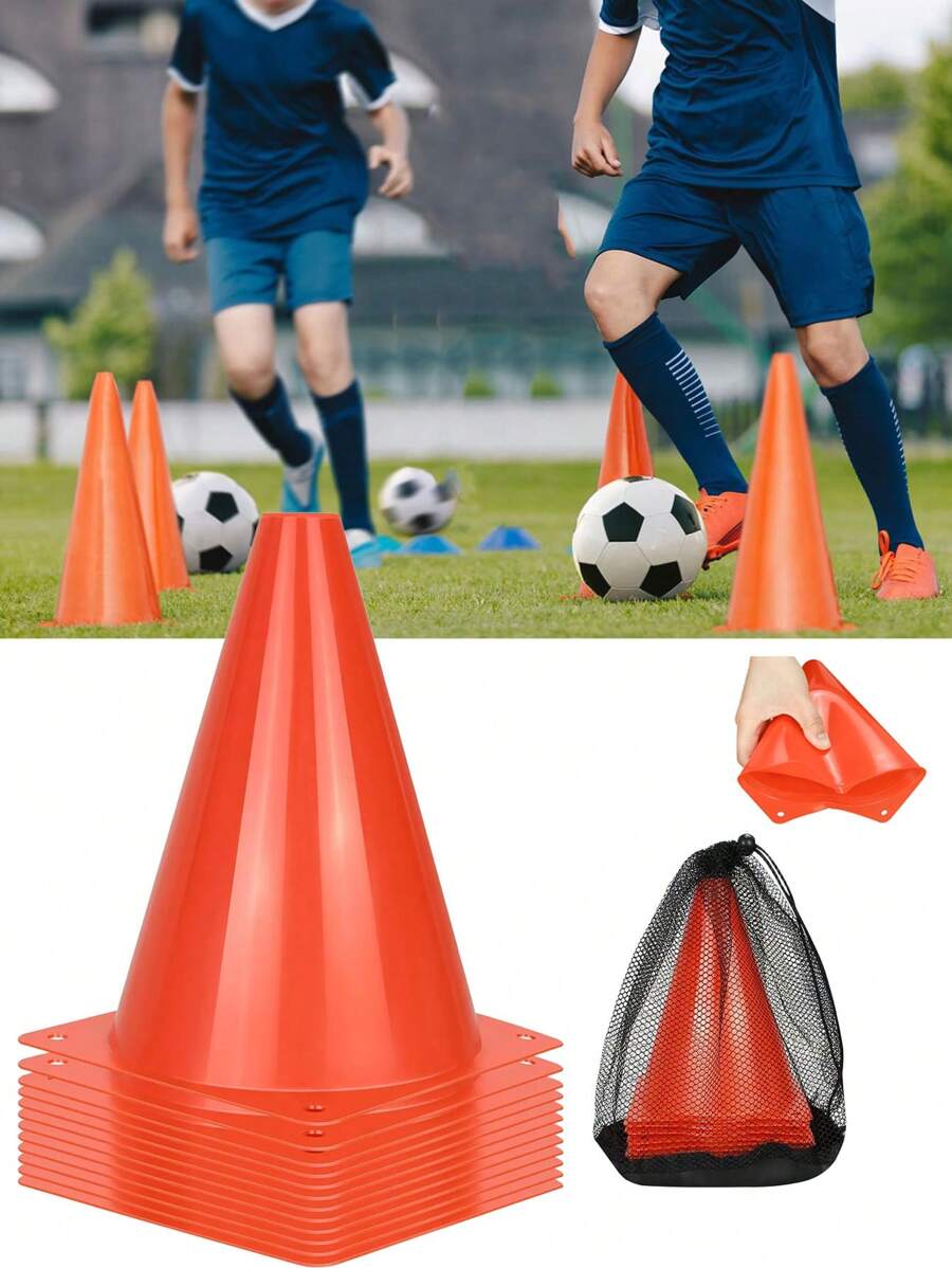 10pcs/Soccer Cones, 7inch Soccer Cones, Orange Plastic Traffic Cones, Basketball Soccer Skating Practice Cones, Disc Obstacles